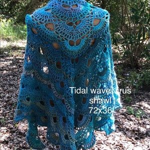 Tidal wave hand crochet shawl wrap